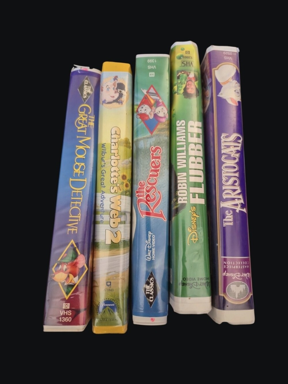 Disney VHS Movie Lot - Purple, Yellow, Green, Blue